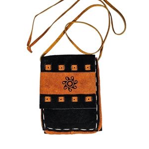 Tribu Tan And Black Leather Crossbody Bag Small Pouch